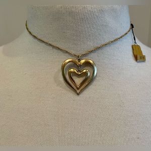Double Heart Pendant Chocker Necklace